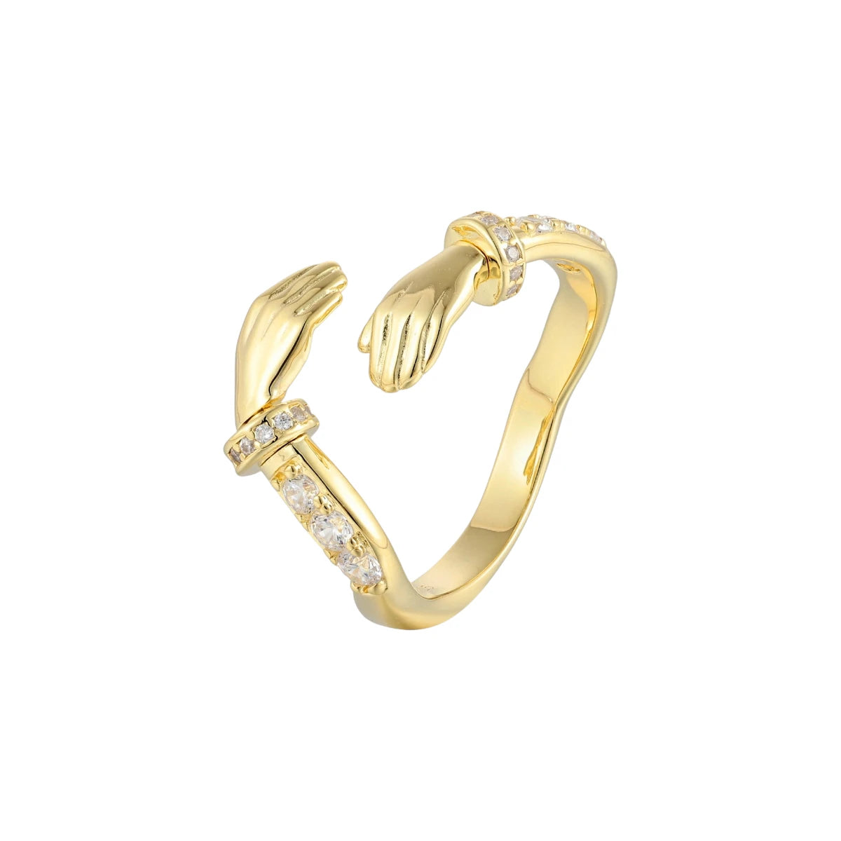 Vielring - Offener Zirkonia Umarmungsring (Stärke) Anti-Stress-Ring – 925 Silber - Gold