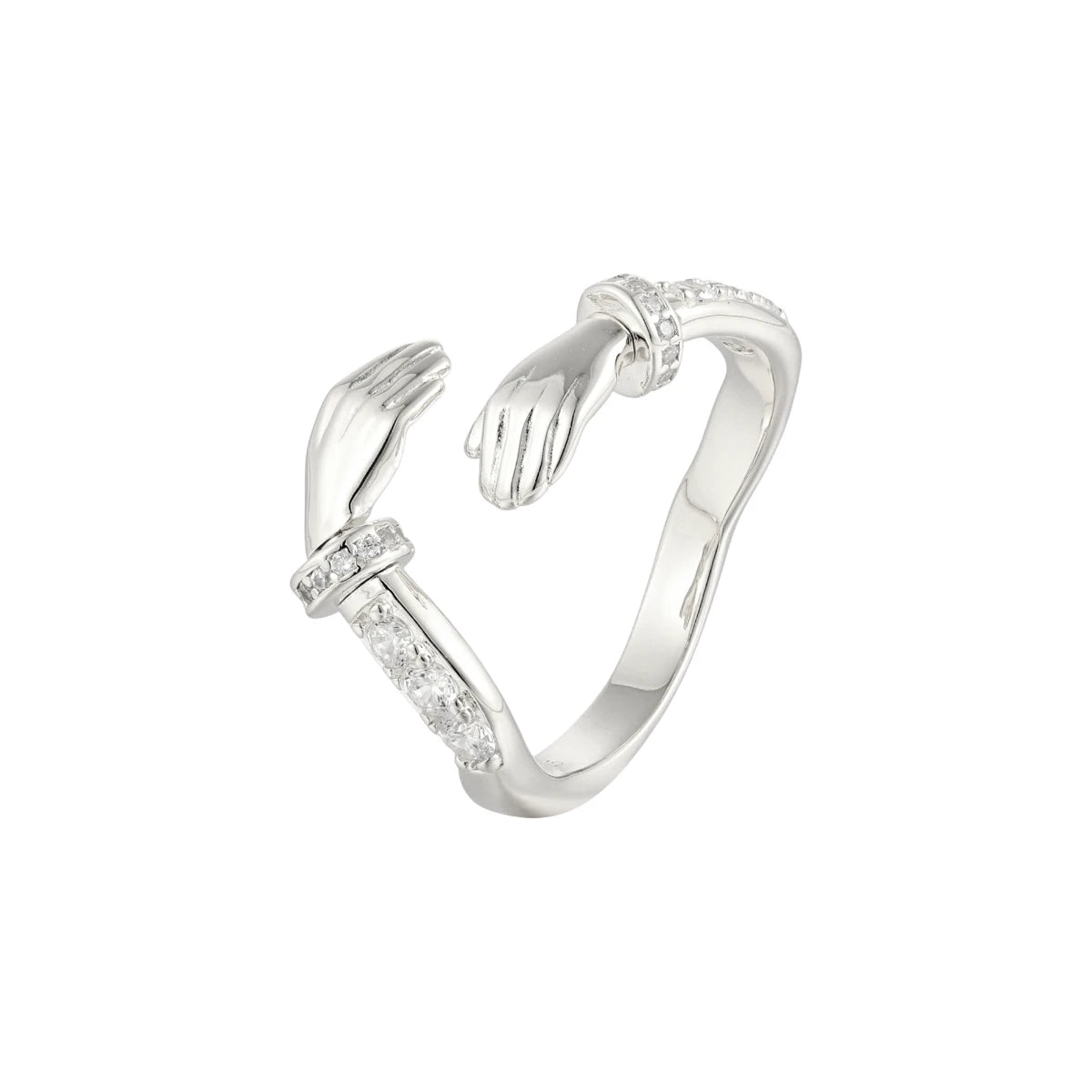 Vielring - Offener Zirkonia Umarmungsring (Stärke) Anti-Stress-Ring – 925 Silber - Gold