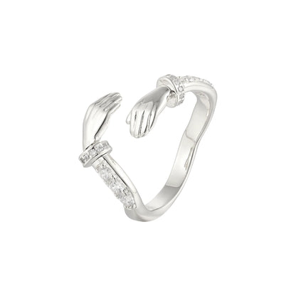 Vielring - Offener Zirkonia Umarmungsring (Stärke) Anti-Stress-Ring – 925 Silber - Gold