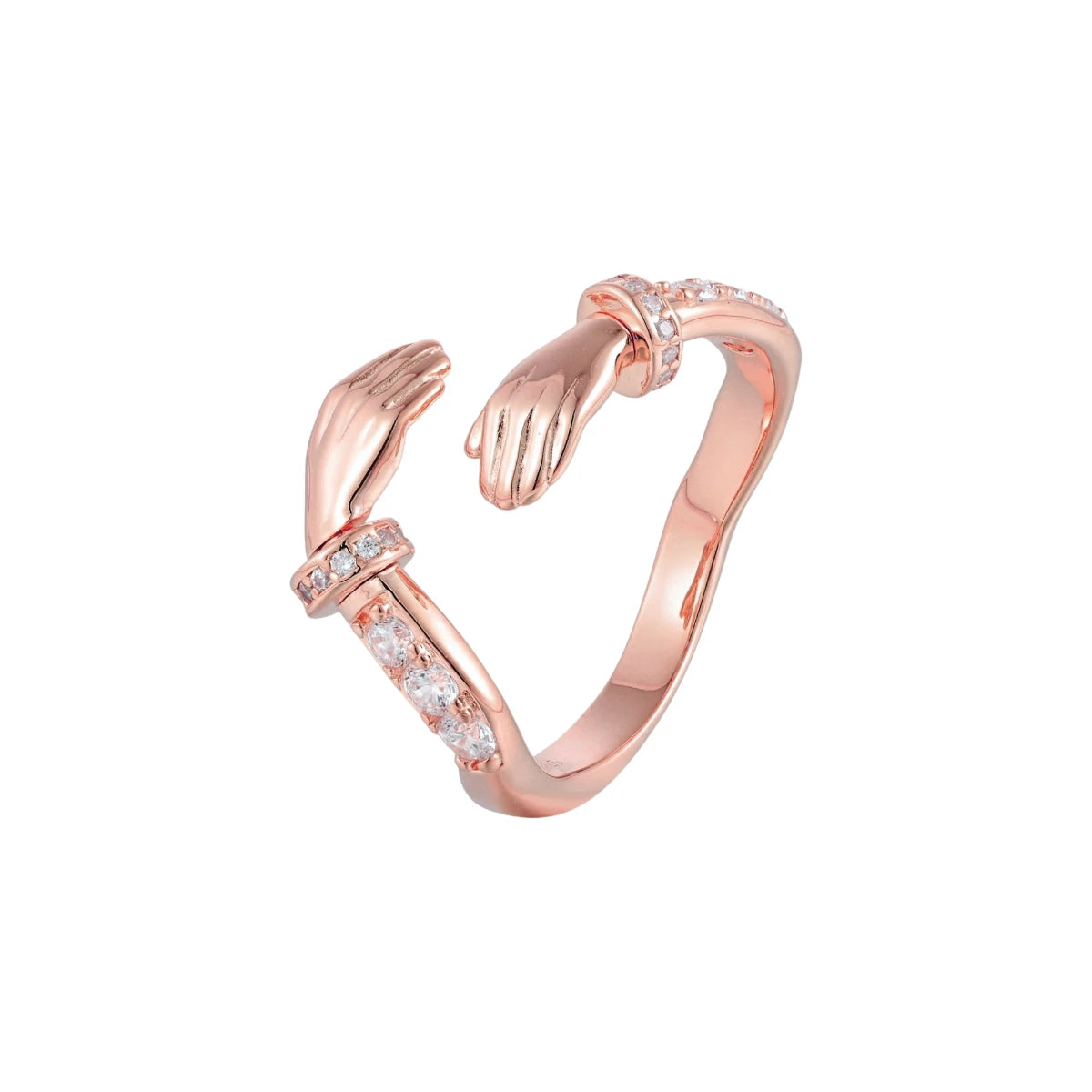 Vielring - Offener Zirkonia Umarmungsring (Stärke) Anti-Stress-Ring – 925 Silber - Gold