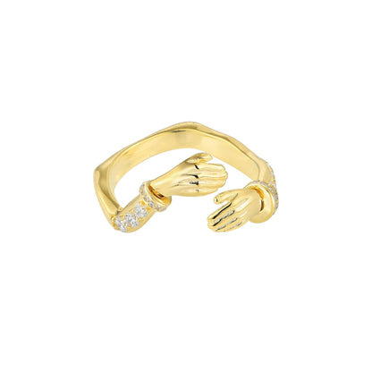 Vielring - Offener Zirkonia Umarmungsring (Stärke) Anti-Stress-Ring – 925 Silber - Gold