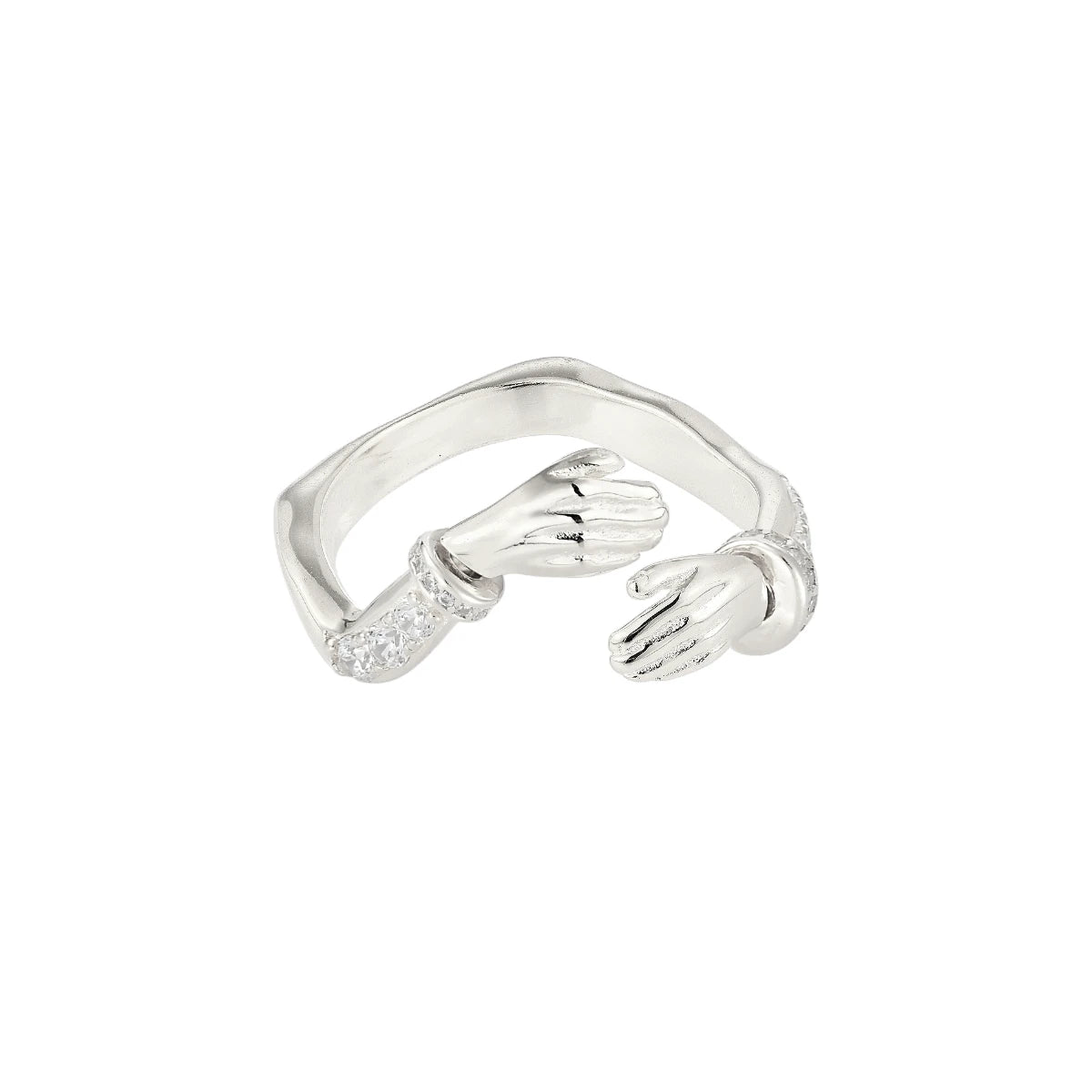 Vielring - Offener Zirkonia Umarmungsring (Stärke) Anti-Stress-Ring – 925 Silber - Silber