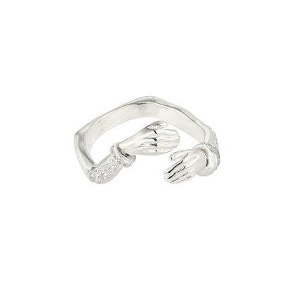 Vielring - Offener Zirkonia Umarmungsring (Stärke) Anti-Stress-Ring – 925 Silber - Silber