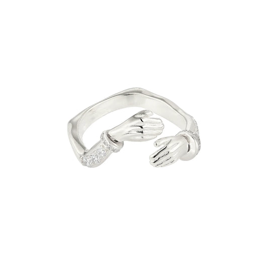 Vielring - Offener Zirkonia Umarmungsring (Stärke) Anti-Stress-Ring – 925 Silber - Silber