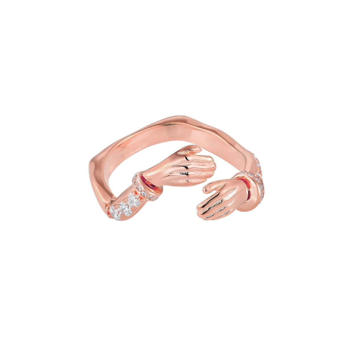 Vielring - Offener Zirkonia Umarmungsring (Stärke) Anti-Stress-Ring – 925 Silber - Roségold