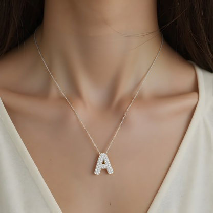 Square Zirconia Necklace - 925 Silver