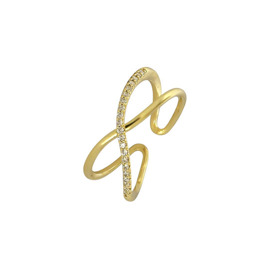 Gold Abstract Ring • 925 Sterling Silver Open Ring