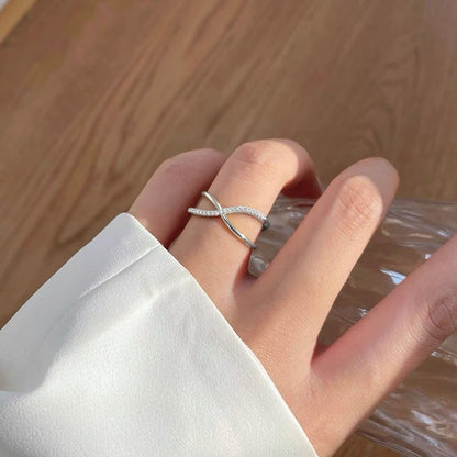 Gold Abstract Ring • 925 Sterling Silver Open Ring