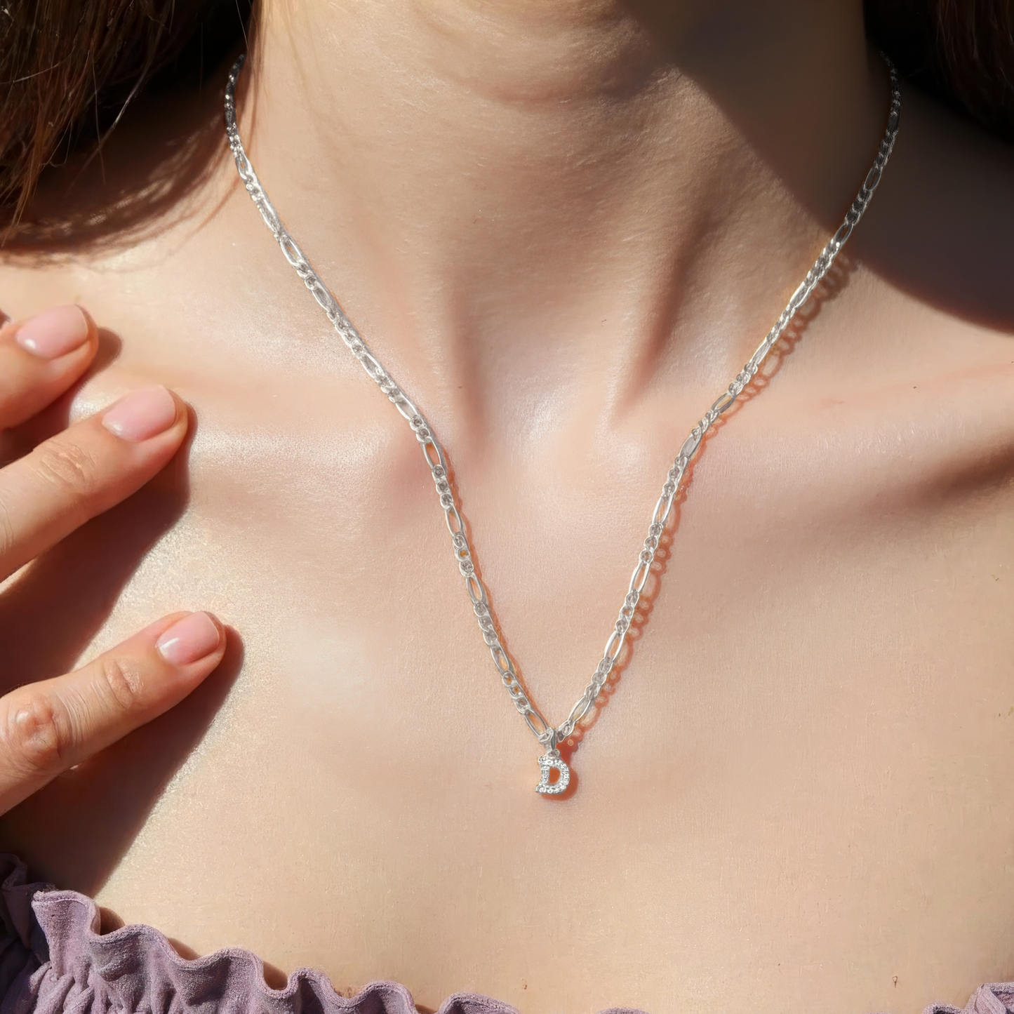 Square Zirconia Necklace - 925 Silver