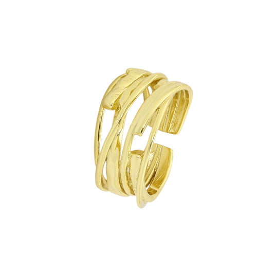 Gold Abstract Ring • 925 Sterling Silver Open Ring