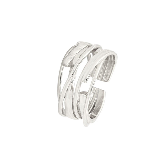 Gold Abstract Ring • 925 Sterling Silver Open Ring