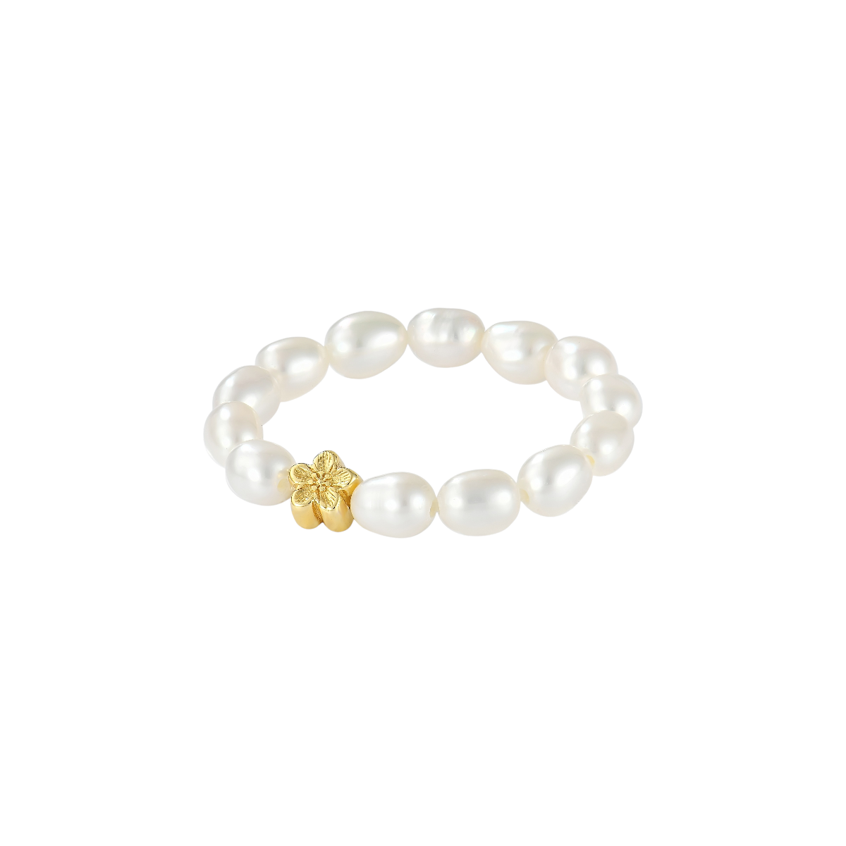 Blüten Süßwasserperlen Anti-Stress-Ring – 925 Silber