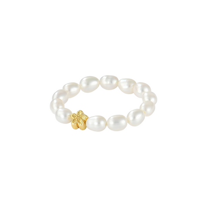 Blüten Süßwasserperlen Anti-Stress-Ring – 925 Silber