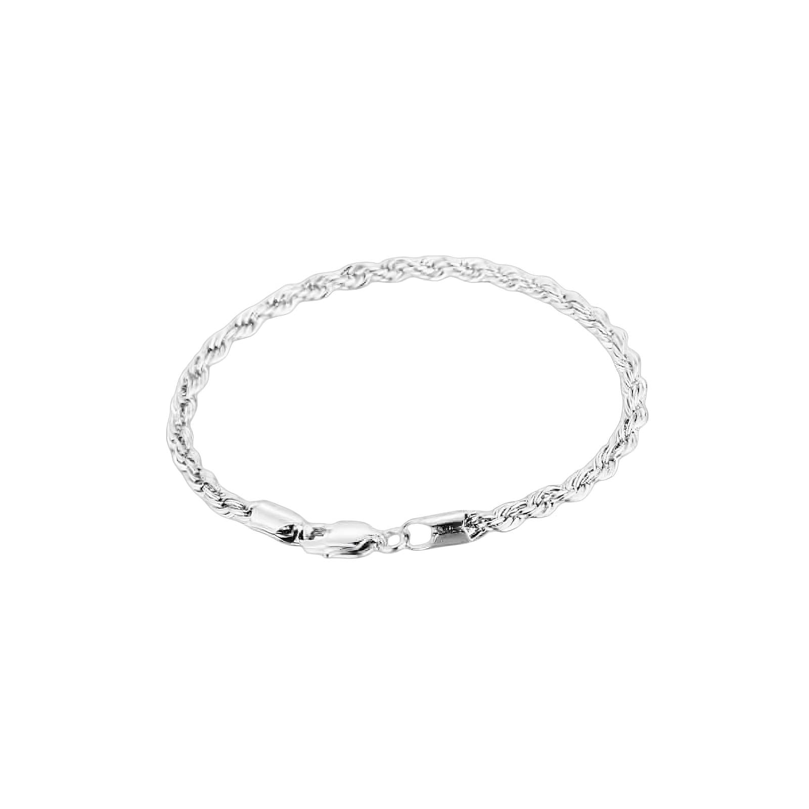 Cord Chain Rope Bracelet 4mm - 925 Silver