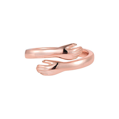 Vielring rose gold hug ring in 925 sterling silver, adjustable fit, symbol of love and togetherness.
