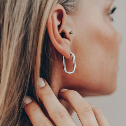 Vielring - Rechteck Creolen 925 Sterling Silber - 3 mm Dicke - Gold / Einzeln