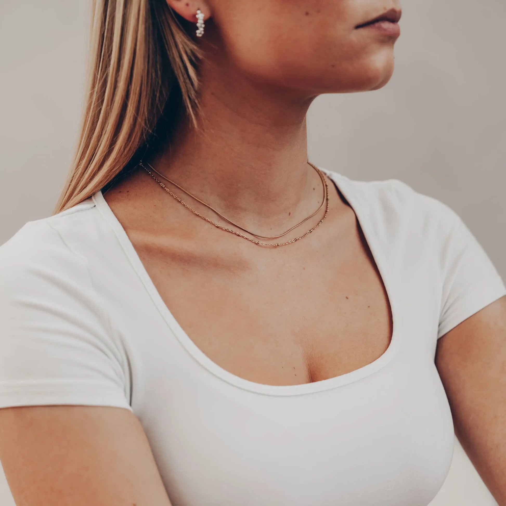 Dünne double layerd Halskette • Feine Schlangenkette Vielring