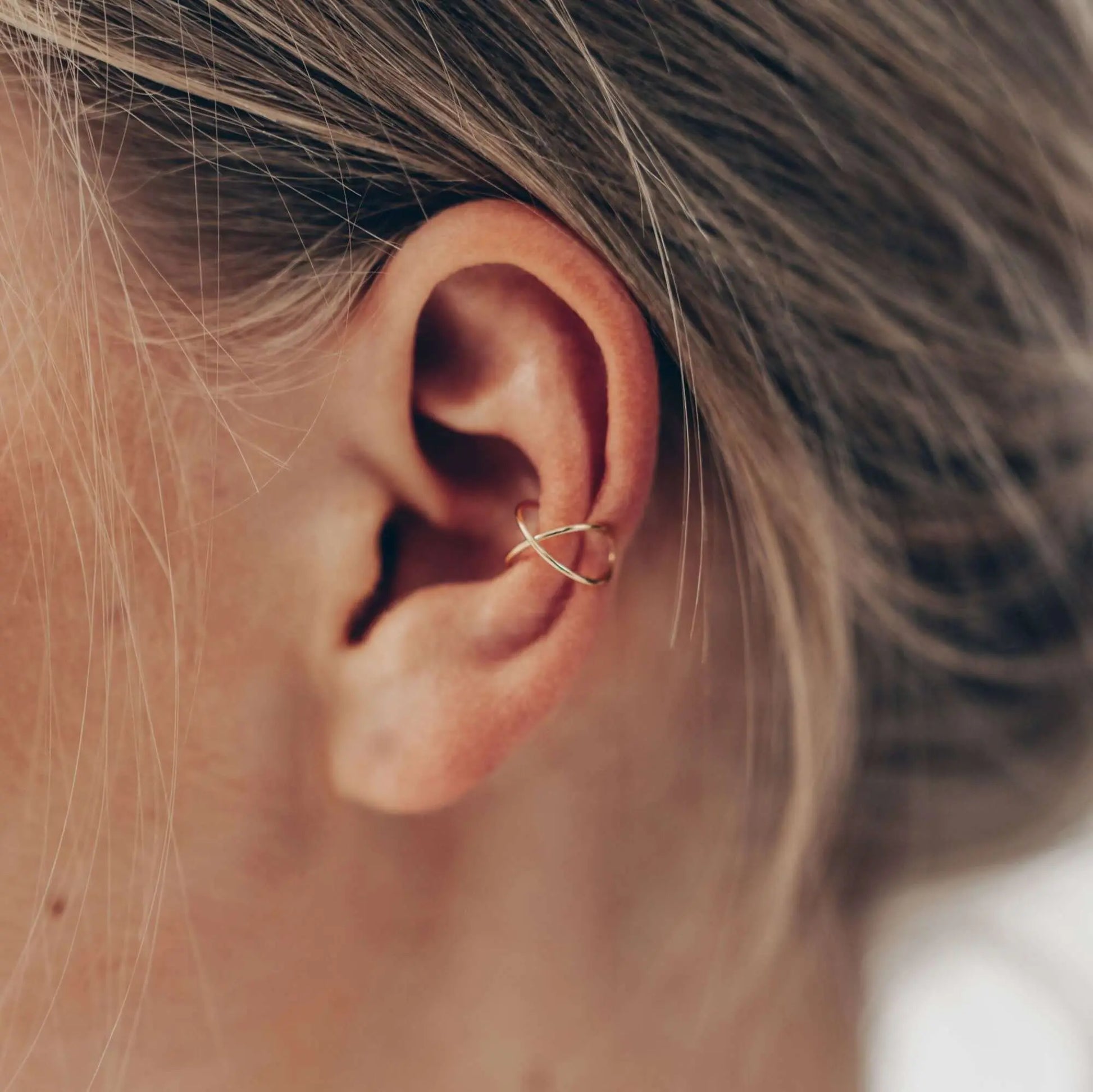 Vielring - Kreuz Ear Cuff - 925 Sterling Silber - Gold / Einzeln