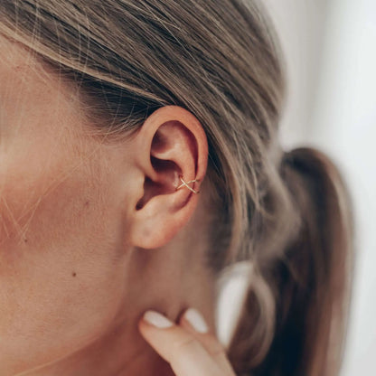 Vielring - Kreuz Ear Cuff - 925 Sterling Silber - Gold / Einzeln