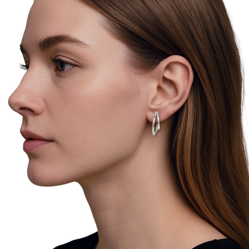 Dainty crystal hoop earrings • Zirconia crystals