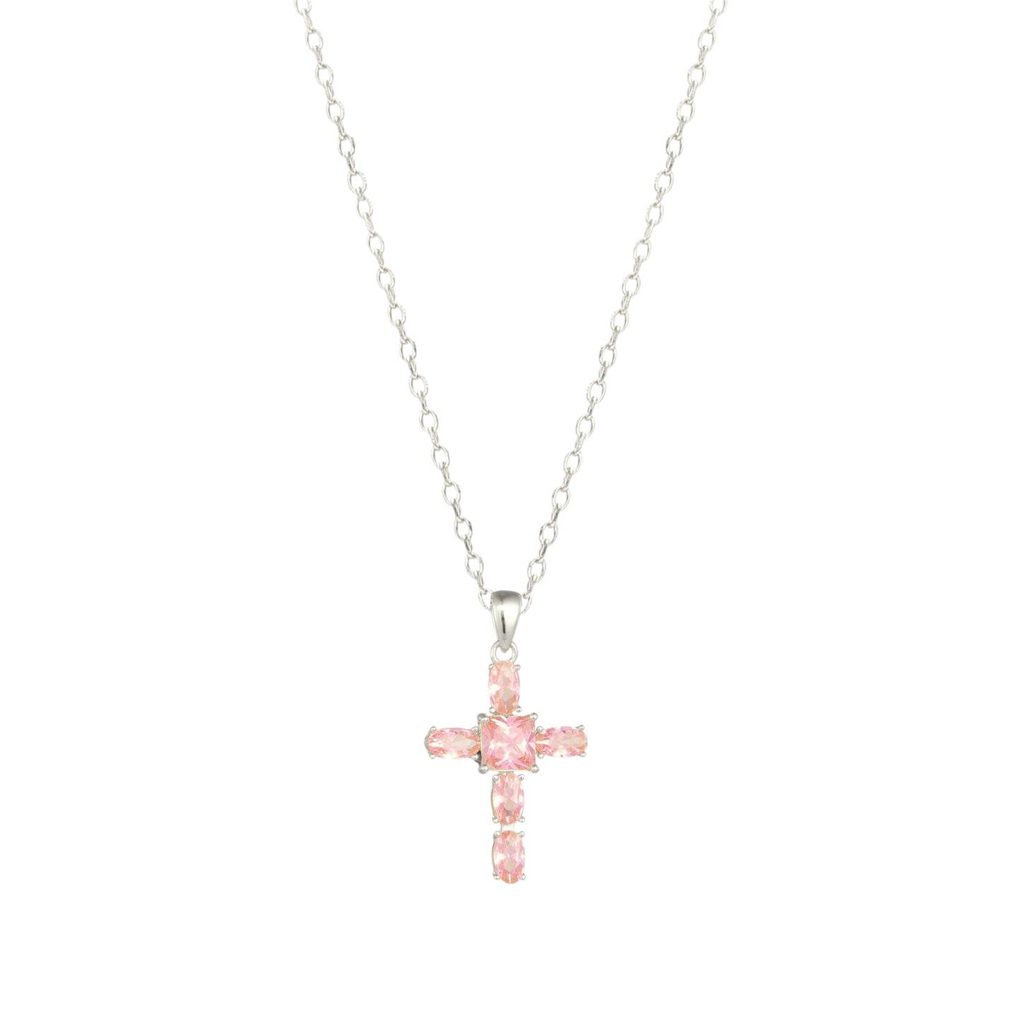 Square Zirconia Necklace - 925 Silver