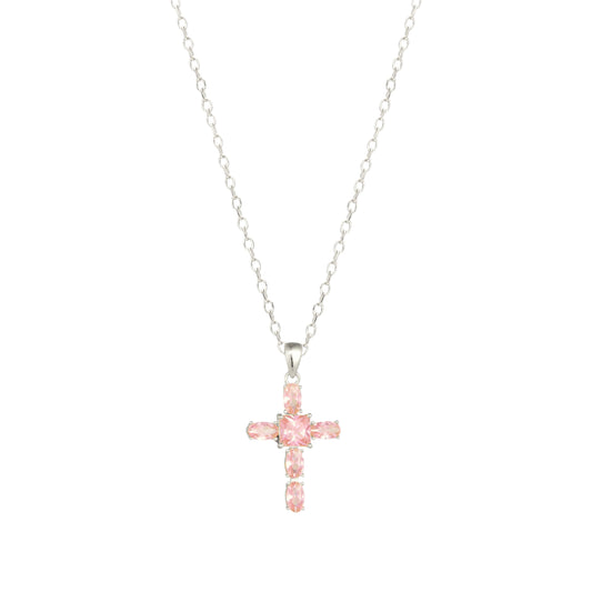 Square Zirconia Necklace - 925 Silver