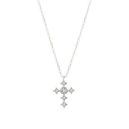 Square Zirconia Necklace - 925 Silver