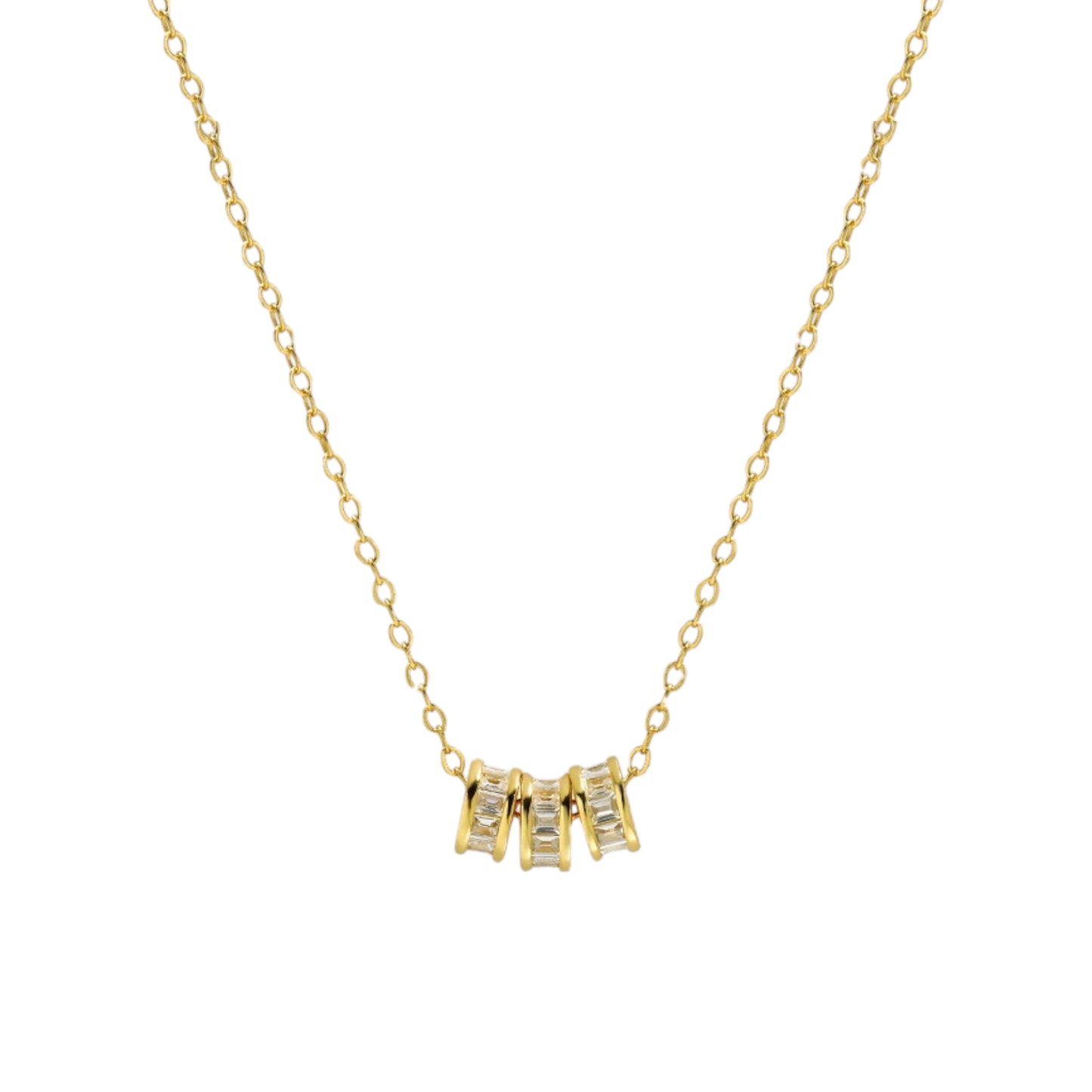 Square Zirconia Necklace - 925 Silver
