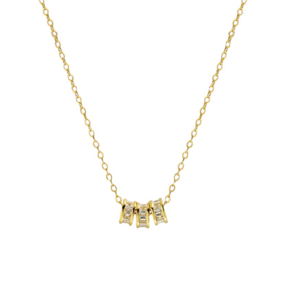 Square Zirconia Necklace - 925 Silver