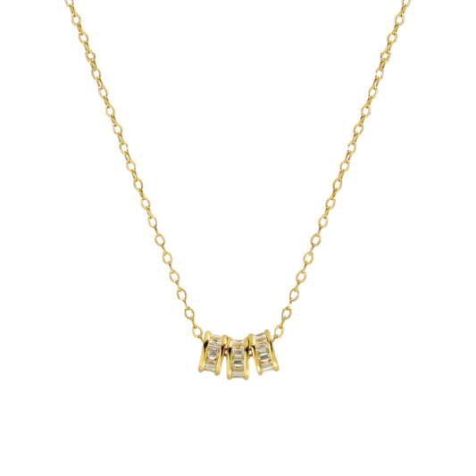 Square Zirconia Necklace - 925 Silver