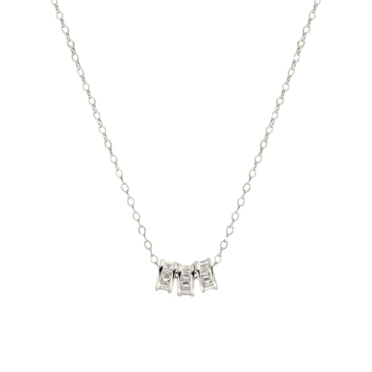 Square Zirconia Necklace - 925 Silver