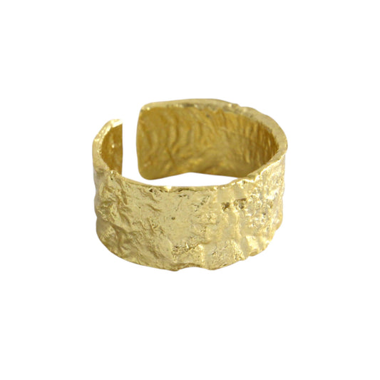 Gold Abstract Ring • 925 Sterling Silver Open Ring