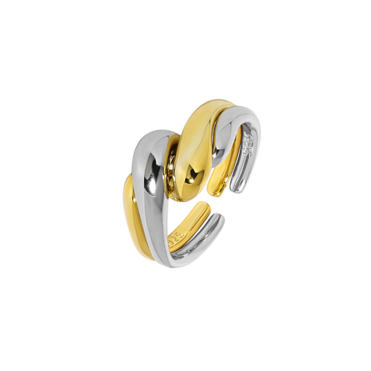Gold Abstract Ring • 925 Sterling Silver Open Ring