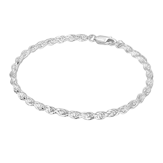 Cord chain rope bracelet 3.5 mm - 925 silver