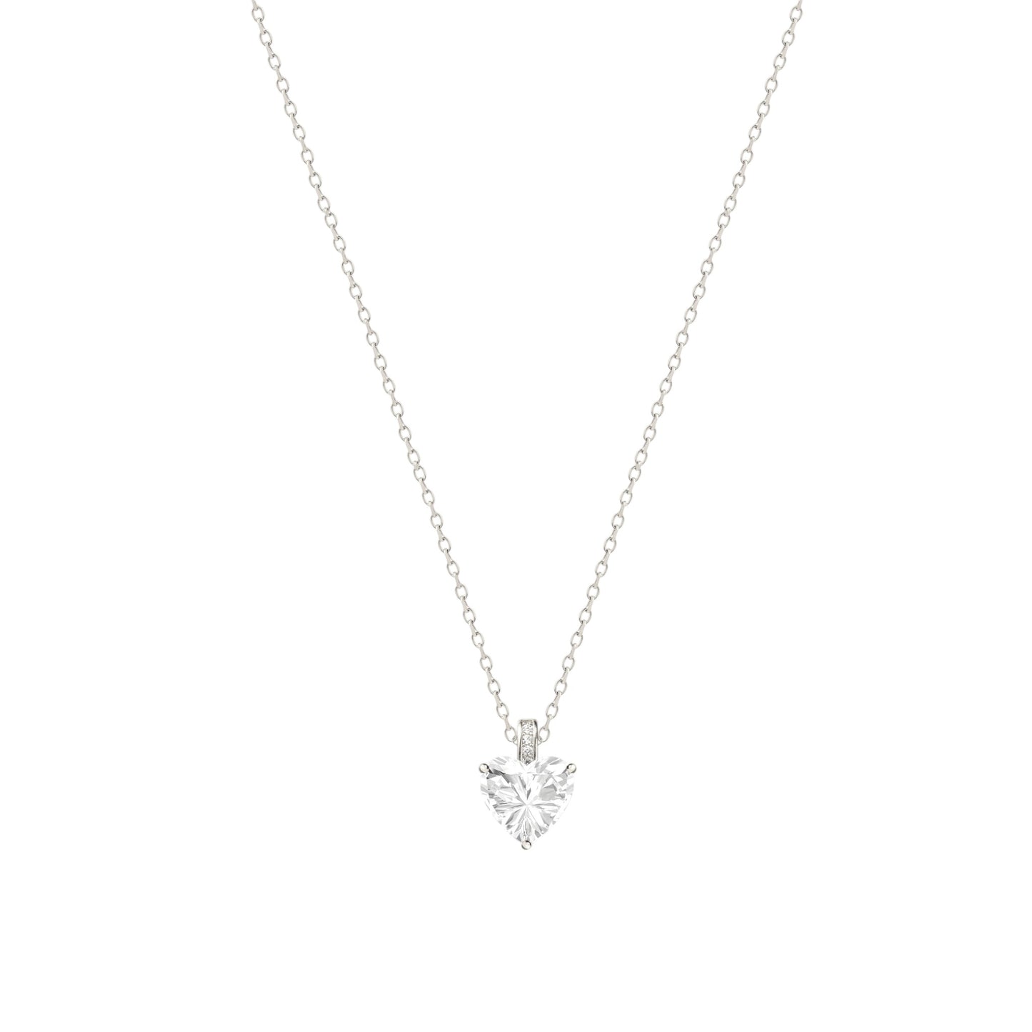 Square Zirconia Necklace - 925 Silver