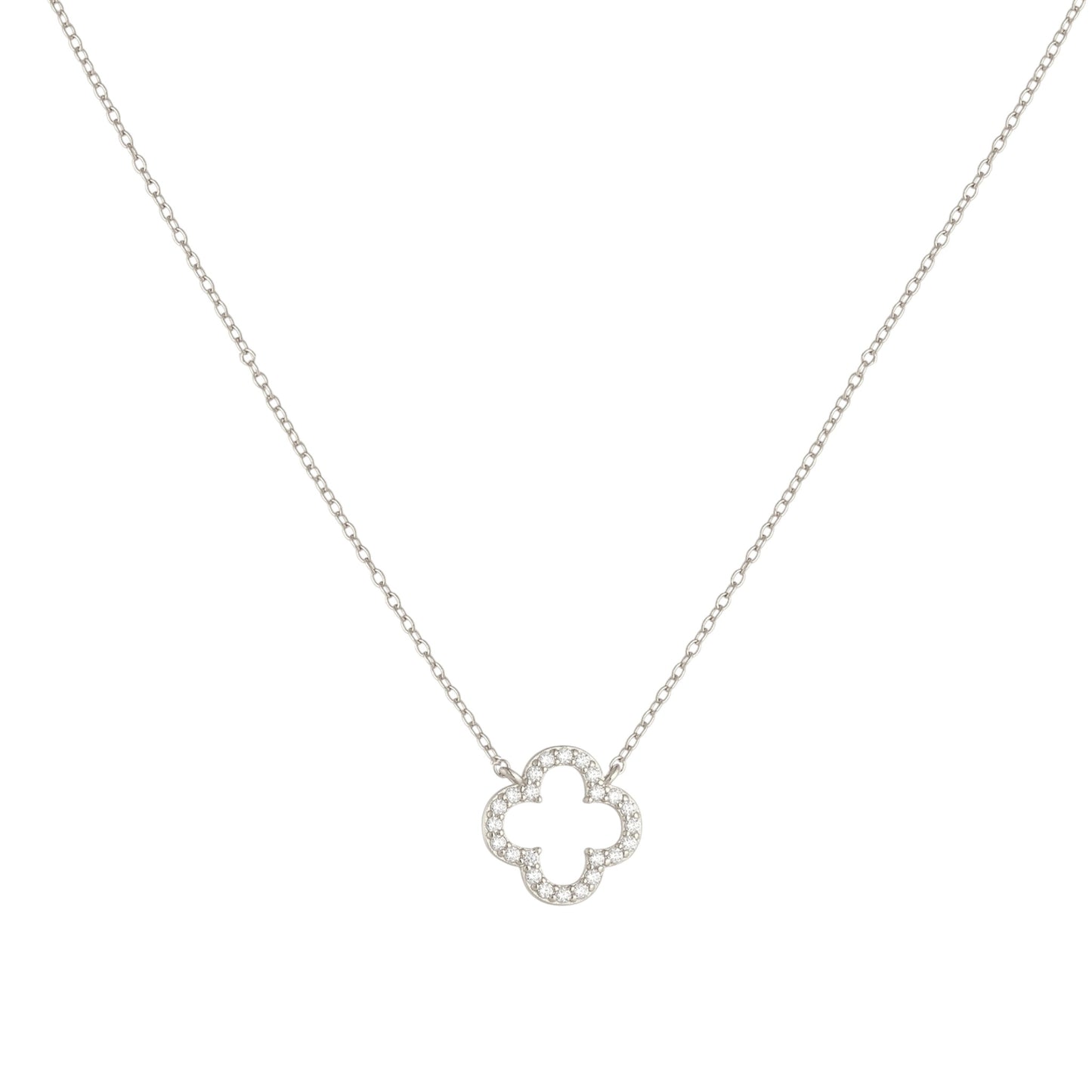 Square Zirconia Necklace - 925 Silver