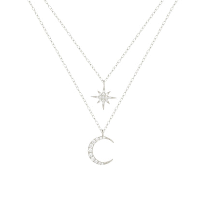 Square Zirconia Necklace - 925 Silver