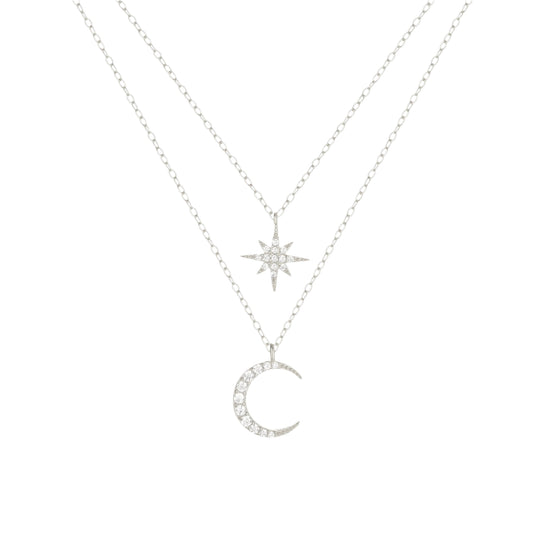 Square Zirconia Necklace - 925 Silver