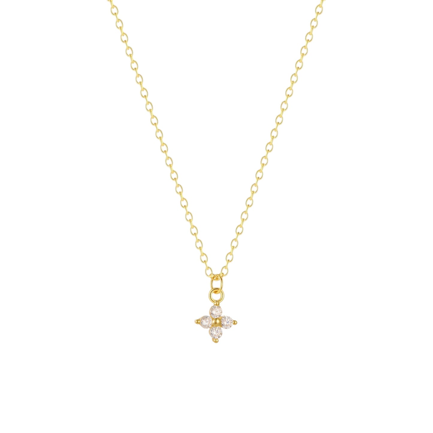 Square Zirconia Necklace - 925 Silver