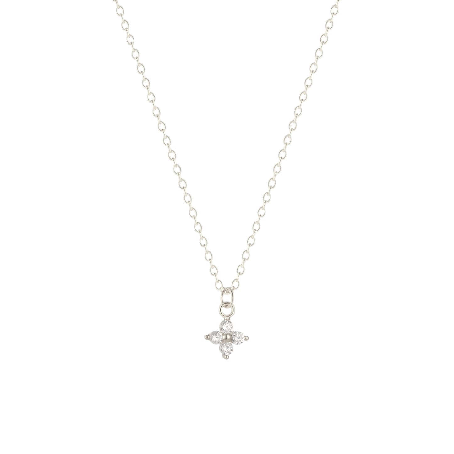 Square Zirconia Necklace - 925 Silver