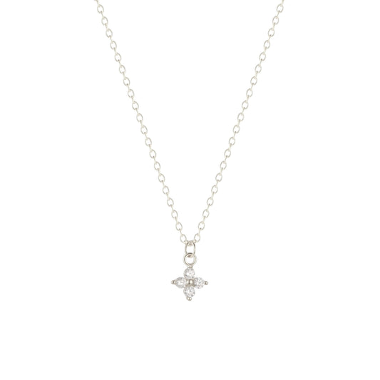 Square Zirconia Necklace - 925 Silver