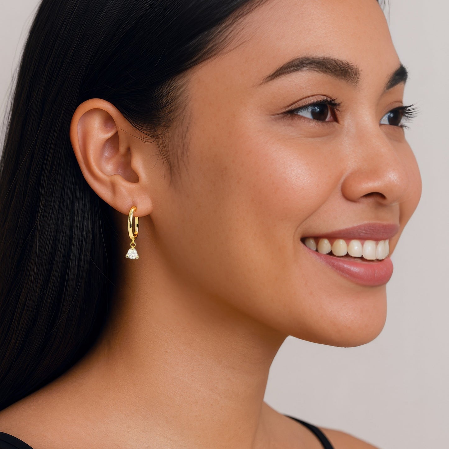 Dainty crystal hoop earrings • Zirconia crystals