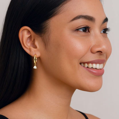 Dainty crystal hoop earrings • Zirconia crystals