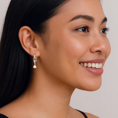 Dainty crystal hoop earrings • Zirconia crystals