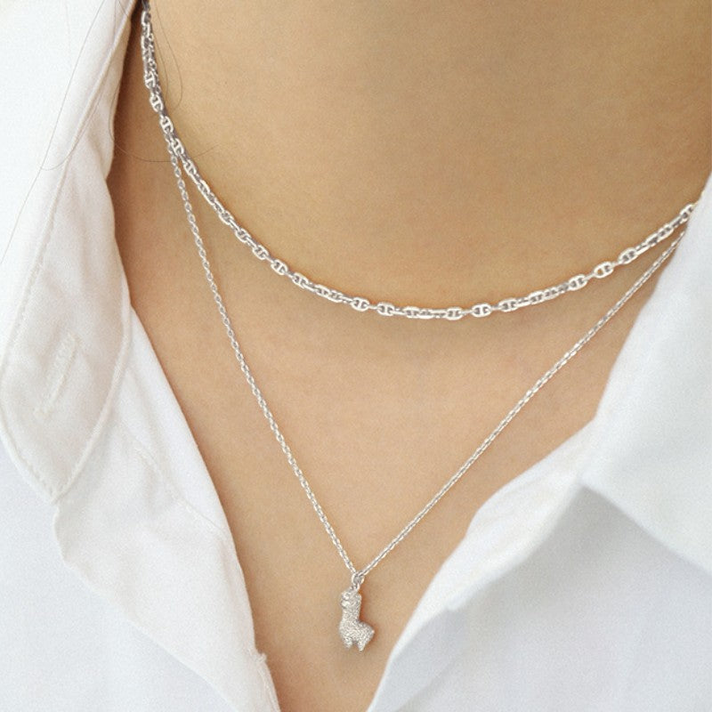Square Zirconia Necklace - 925 Silver