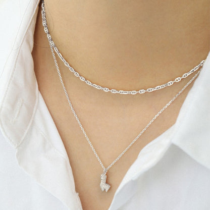 Square Zirconia Necklace - 925 Silver