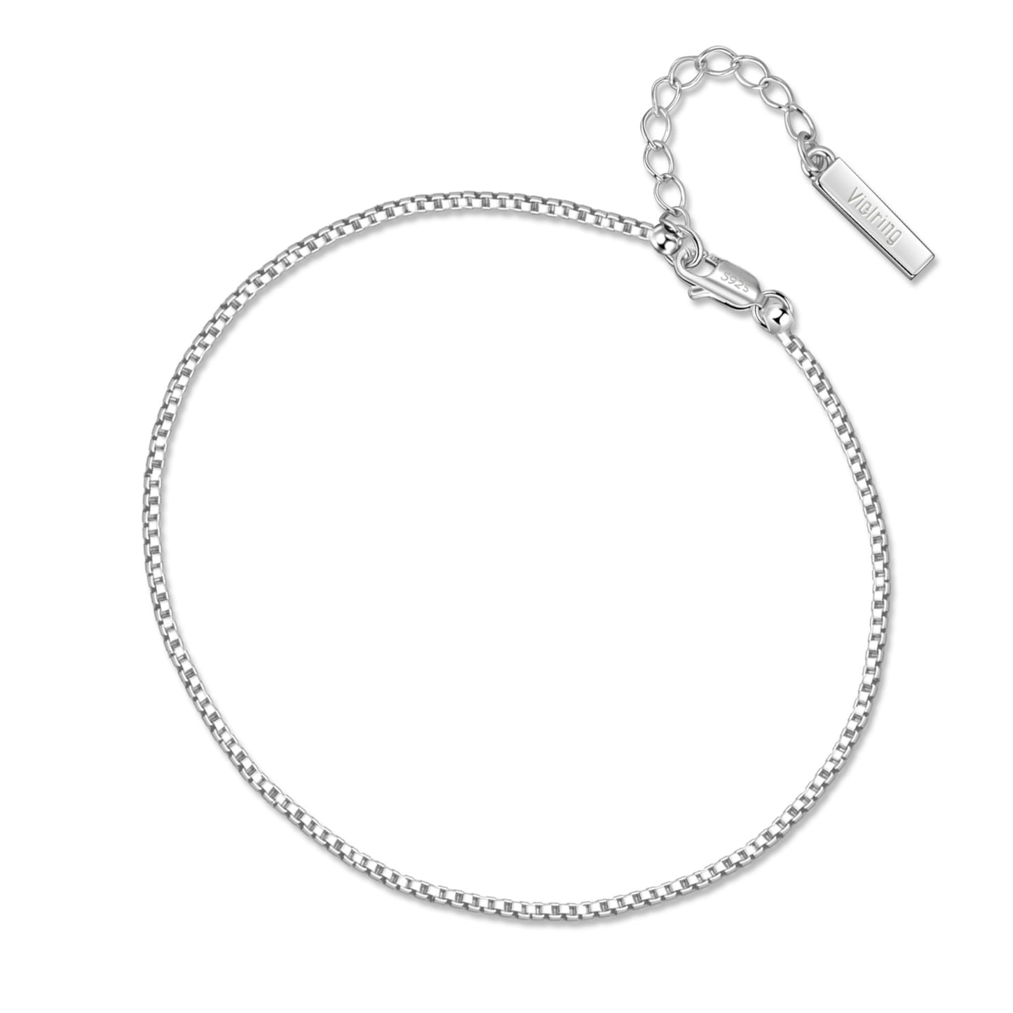Box chain bracelet adjustable 1.5mm - 925 silver