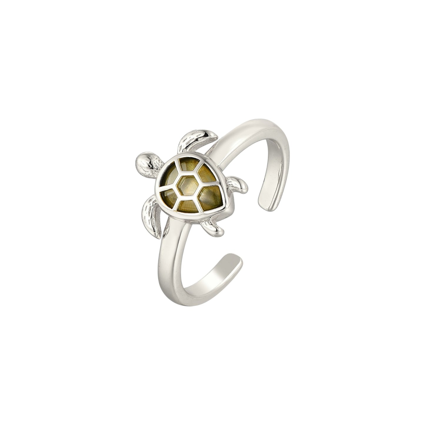 Square ring with zirconia stones - 925 silver