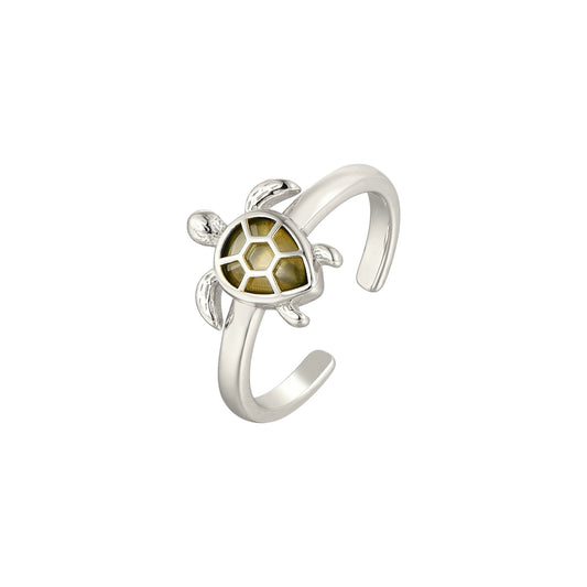 Square ring with zirconia stones - 925 silver