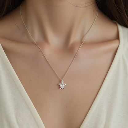 Square Zirconia Necklace - 925 Silver